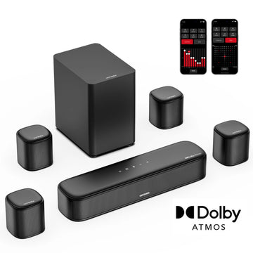 MicroEye 350W 7.1 Soundbar for TV with Dolby Atmos,Home Theater Technology Bluetooth Speakers with Subwoofer&4 Surround Speakers