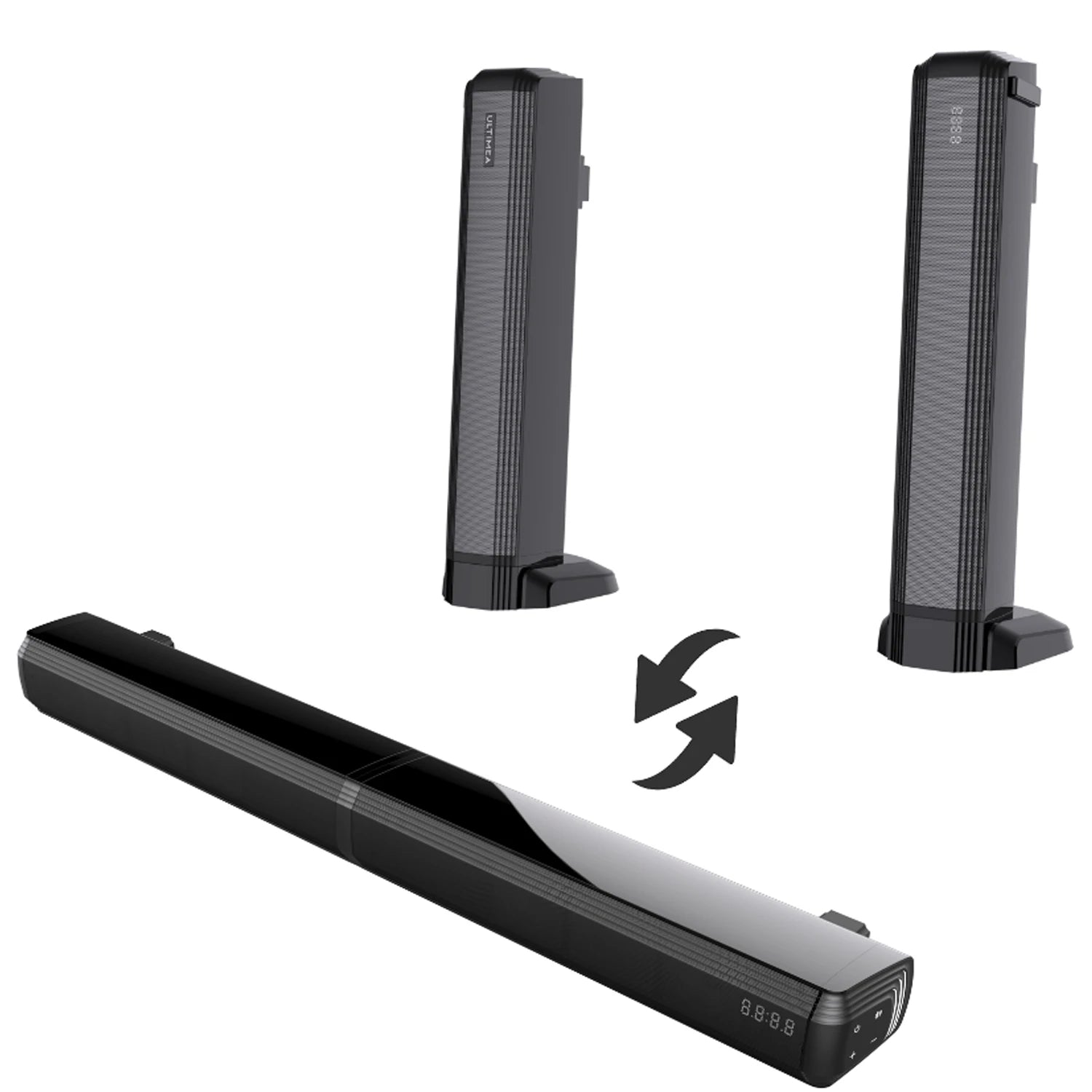 MicroEye 2.2ch Sound Bars for TV, Peak Power 100W, 2-in-1 Detachable Soundbar for TV, ARC/Optical/Aux/Wall Mount, Apollo S40