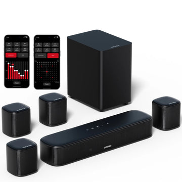 MicroEye 7.1 Channel Virtual Surround Soundbar,Home Theater TV Speakers ,Peak Power 330 Watts,Smart App Control, Aura A40, Black