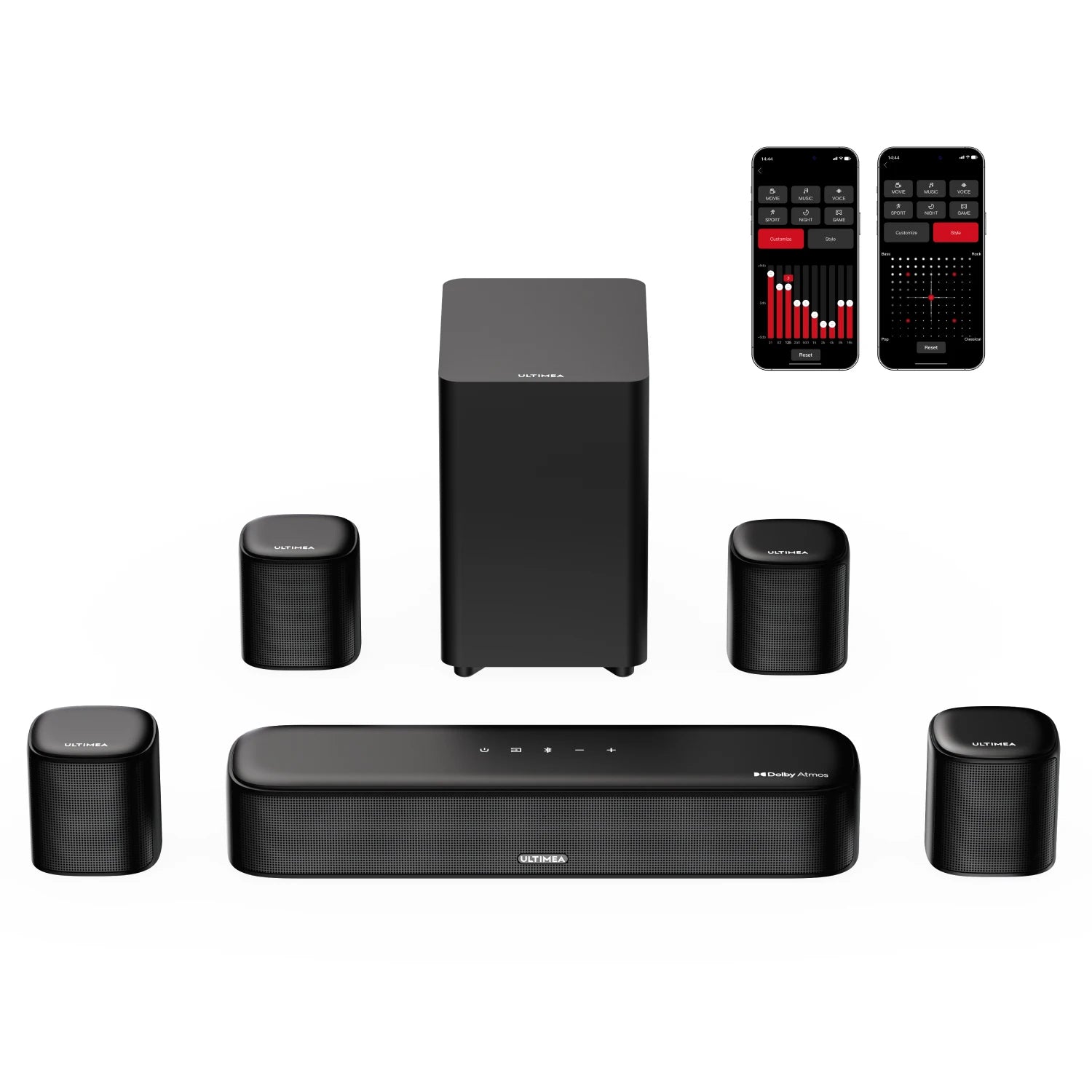 MicroEye 7.1 Sound Bar with Dolby Atmos, Surround Sound System for Home Cinema with App Control, 350W Home Bluetooth Speakers