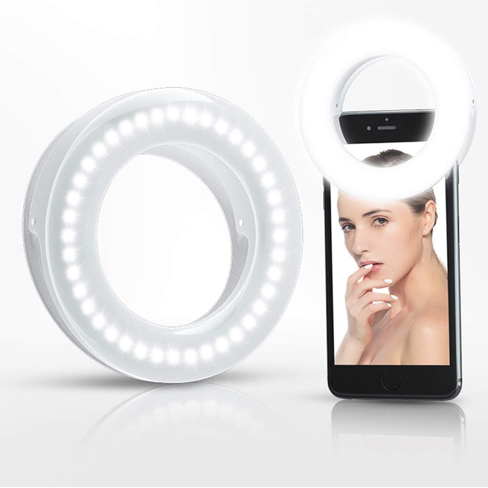 MicroEye Selfie Ring Light Rechargeable Portable Clip-on Selfie Fill Light with 40 LED for Smart Phone Photography, Camera Video, Girl Makes up