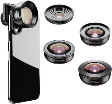 MicroEye HD Mobile Phone Camera Phone Lens Set - 10x Macro Lens, 2X Telephoto Lens, 110°Wide Angle, 170°Super Wide Angle, 195°Fisheye for Dual Lens/Single Lens iPhone Pixel Samsung Galaxy Smartphones