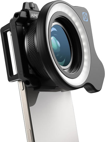 MicroEye Zoom Macro HD Photography Lens Kit, 10-20X Macro Lens for iPhone Android Phone with Universal Clip and Fill Light, High Power 32 LED/CRI 95+/45 Light Modes (Compatible with Almost All Phone)