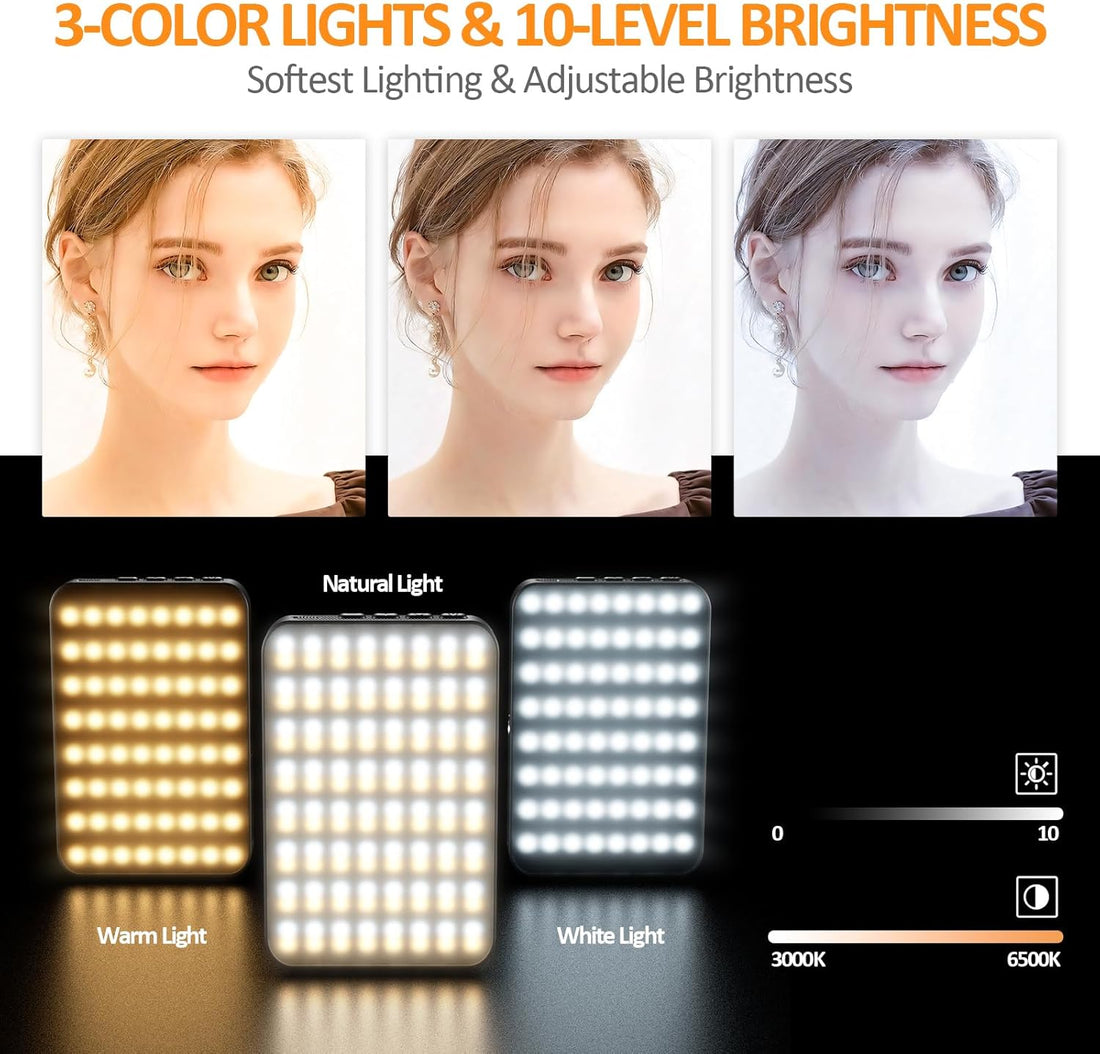 MicroEye Rechargeable Clip Fill Video Conference Light, Magnetic Selfie Light for Phone Android Camera iPad Laptop 128 LED Phone Light for Makeup TikTok Selfie Vlog