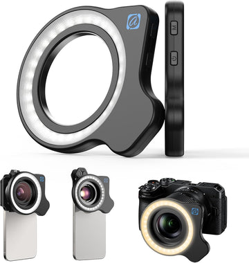 MicroEye Macro Lens with 52mm Fill Light 32 LED/CRI 95+/45 Light Modes for Dual Lens/Single Lens iPhone,Pixel,Samsung Galaxy Smartphones