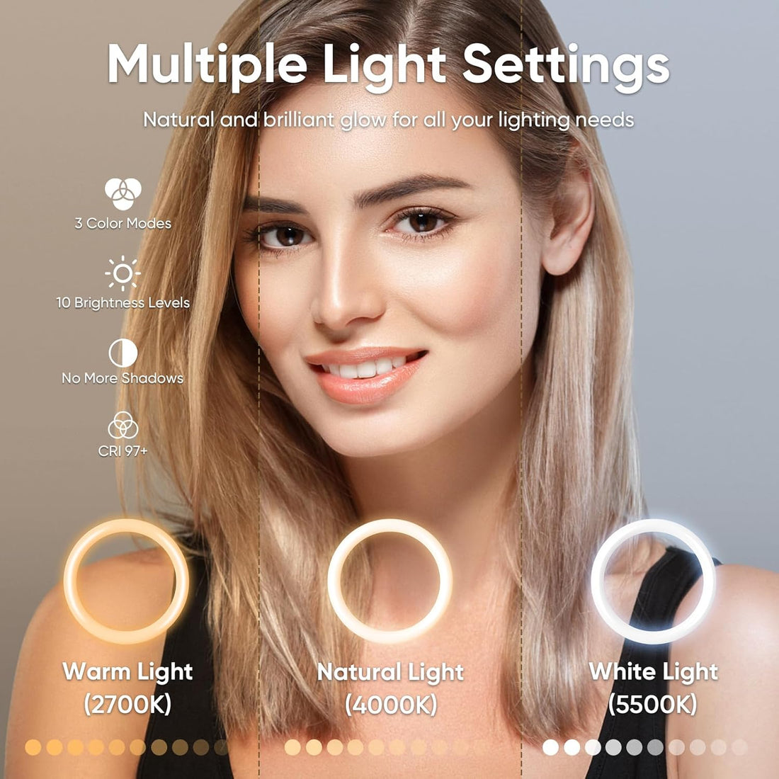 MicroEye Ring Light with Stand and Phone Holder, USB 10'' Ring Light for Desk with Remote Shutter, Overhead Phone Mount with Adjustable Arm and C-Clamp for Live Streaming/Photography/Makeup/TikTok