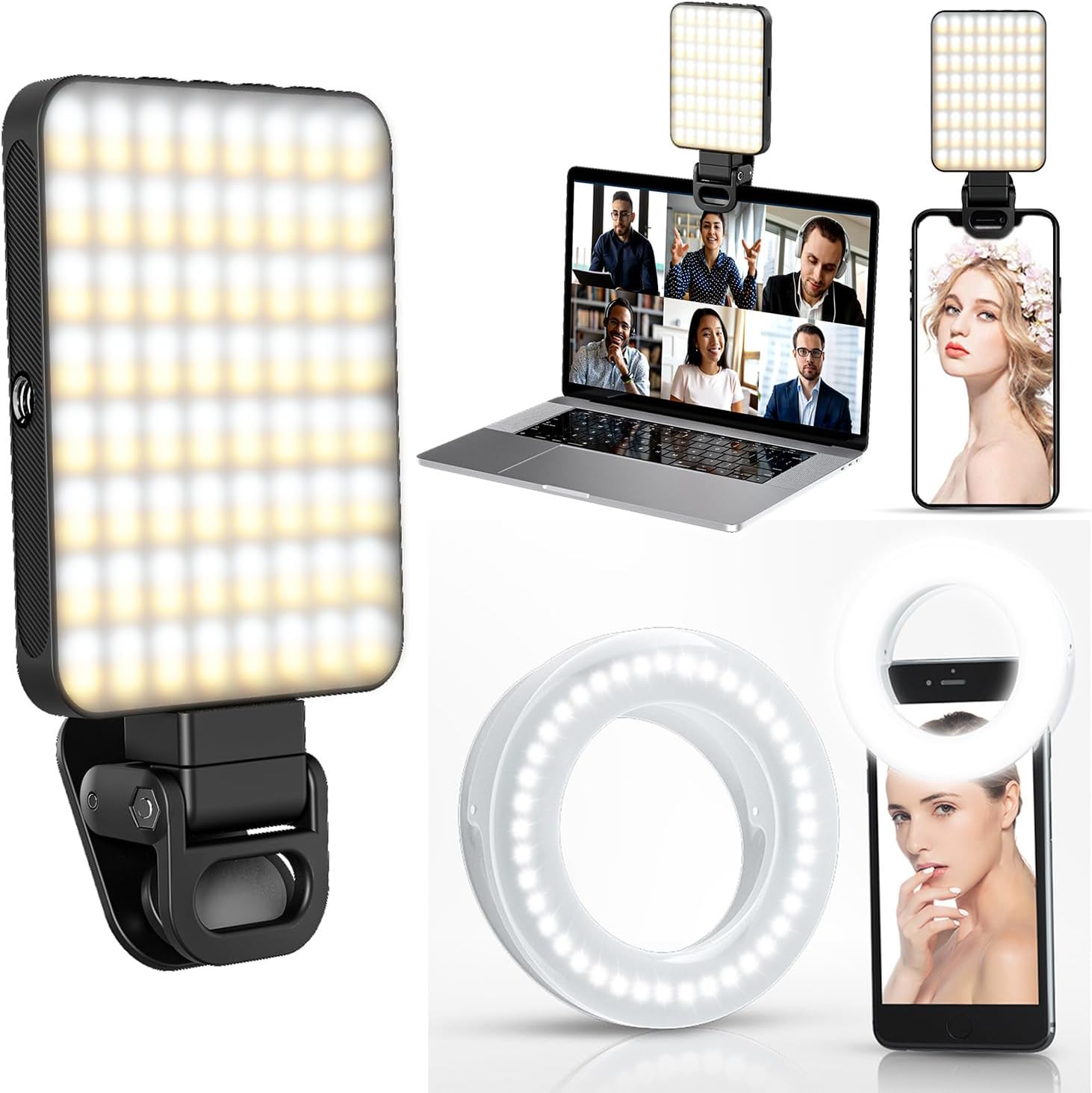 MicroEye Selfie Light Rechargeable Portable Clip-on Selfie Fill Ligh for Smart Phone Photography, Camera Video, Girl Makes up