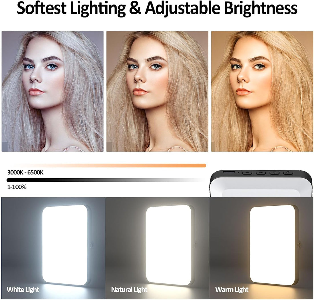 MicroEye Rechargeable Selfie Light, Clip Fill Light for Phone Laptop Tablet Portable Light for Video Conference Live Streaming Zoom Call Makeup Picture (Black)