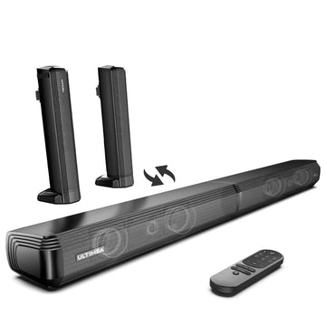 MicroEye 2.2ch 100W TV Soundbar, 2-in-1 Detachable Bluetooth 5.3 Soundbar for TV, 3 EQ Modes, Bass Adjustable for TV Speakers