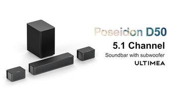 MicroEye 5.1 Virtual Surround Soundbar, 3D Surround Sound System, Soundbar for TV with Subwoofer and Rear Speakers, Poseidon D50