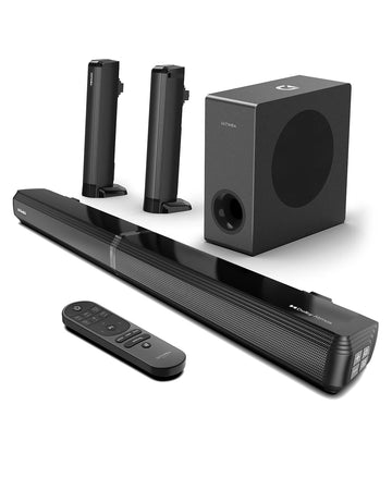 MicroEye 280W 4.1ch Soundbar with Dolby Atmos, 2-in-1 Detachable Sound Bar, 3 EQ Modes TV Soundbar, Bass Boost, AUX/OPT/HDMI eARC