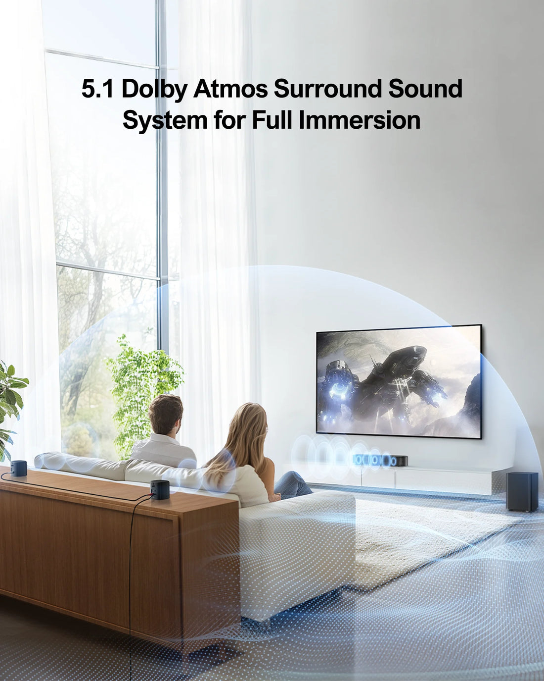 MicroEye 5.1 Sound Bar, Surround Sound System Soundbar for TV with Dolby Atmos&APP Control, Home Cinema Bluetooth Speakers