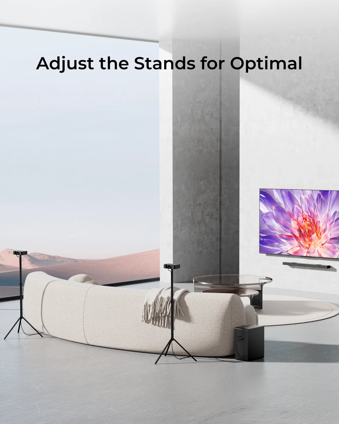 MicroEye Pair of Speaker Stands, Height-Adjustable Speaker Stands for Nova S80, Extendible from 62 cmto 93cm for Surround Speaker